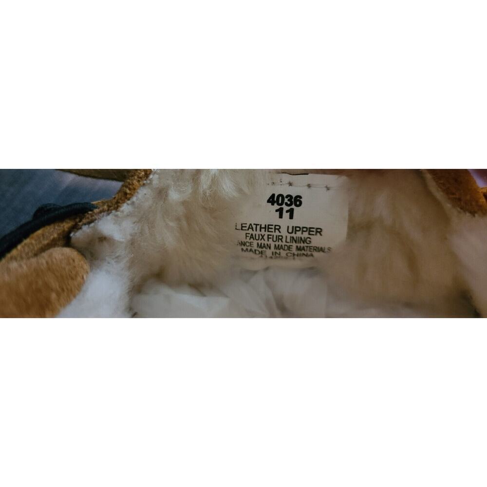 WOMEN'S MINNETONKA LEATHER SUEDE SLIPPERS MOCS FAUX SHEARLING LINING 11M NEW - Picture 10 of 10